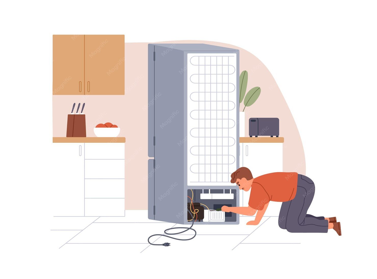 refrigerator-repair-service-technician-checking-fixing-broken-fridge-appliance-kitchen-repairman-worker-troubleshooting-cooling-system-flat-vector-illustration-isolated-white-background_198278-29226